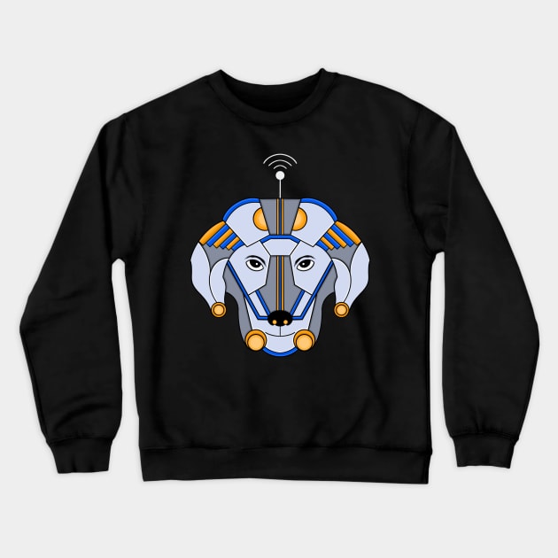 Mecha Cyborg Head Dog Crewneck Sweatshirt by ryroxtoons